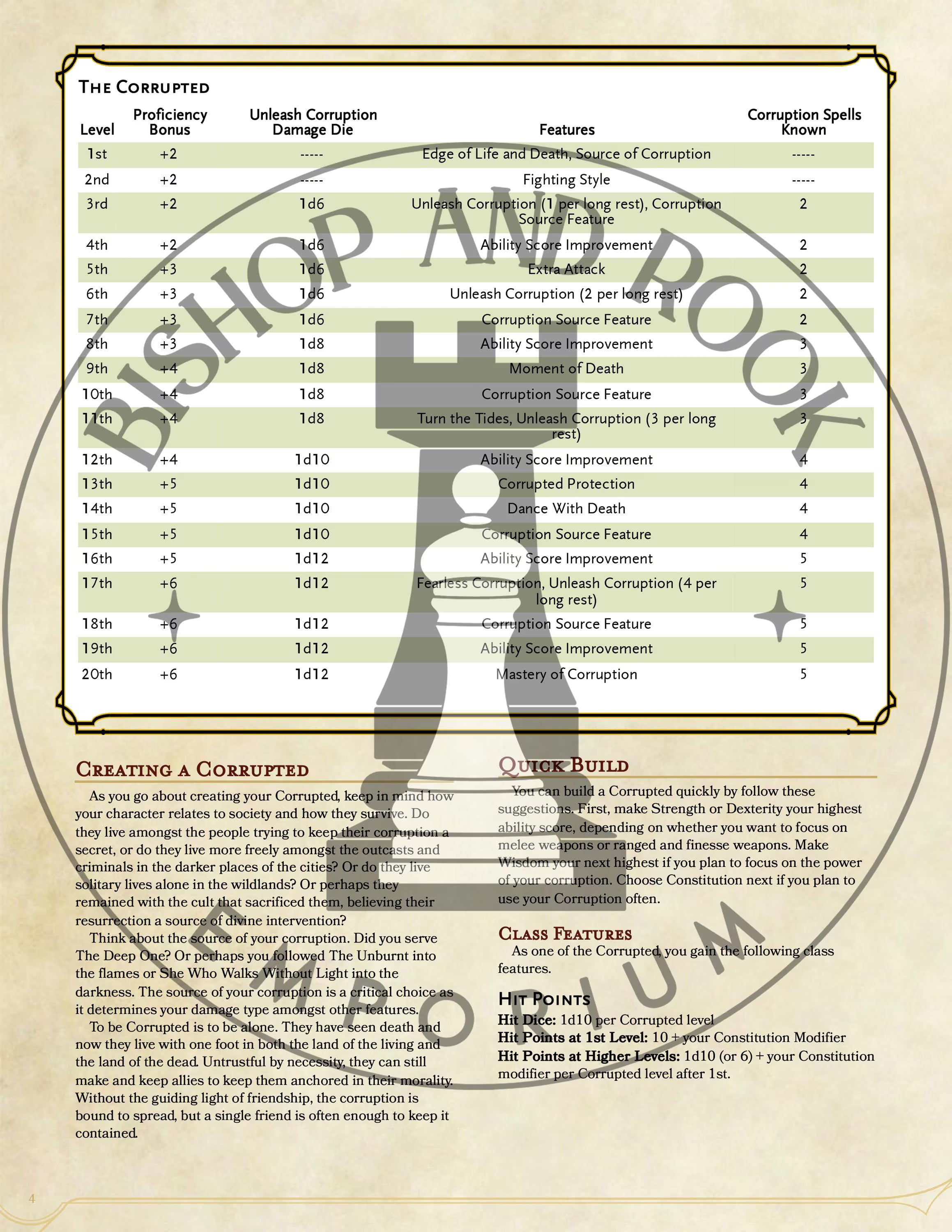 The Corrupted - A 5th Edition Homebrew Class for Dungeons & Dragons